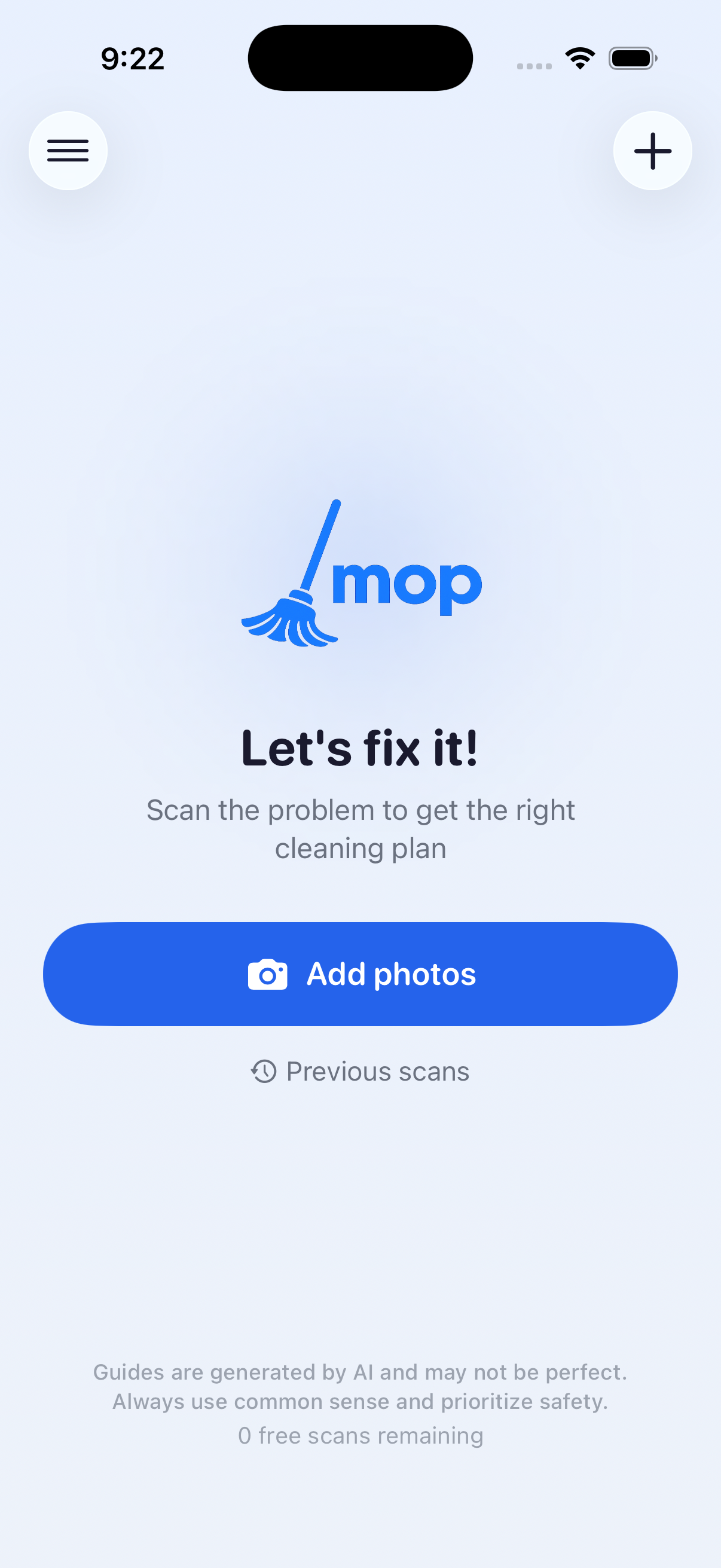 Mop AI screen 1
